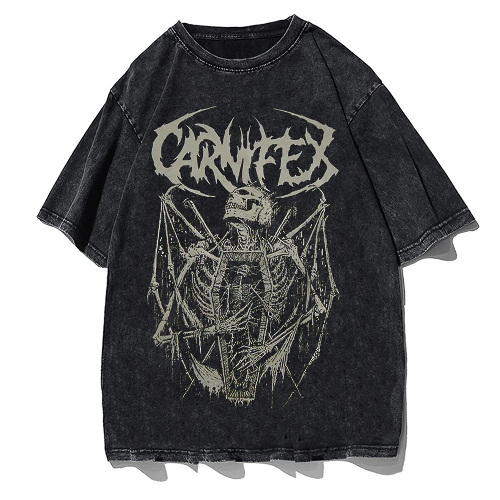 Gothic T-Shirt Washed Retro Punk Streetwear Cotton Y2K - Eklat Collection
