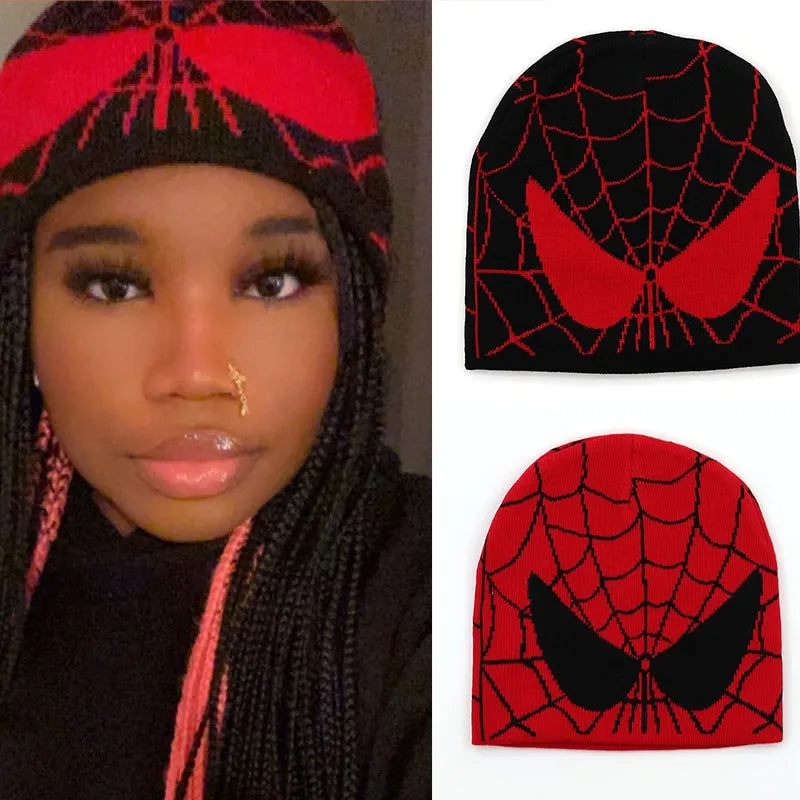 Spider Embroidered Beanies Hat Y2K - Eklat Collection