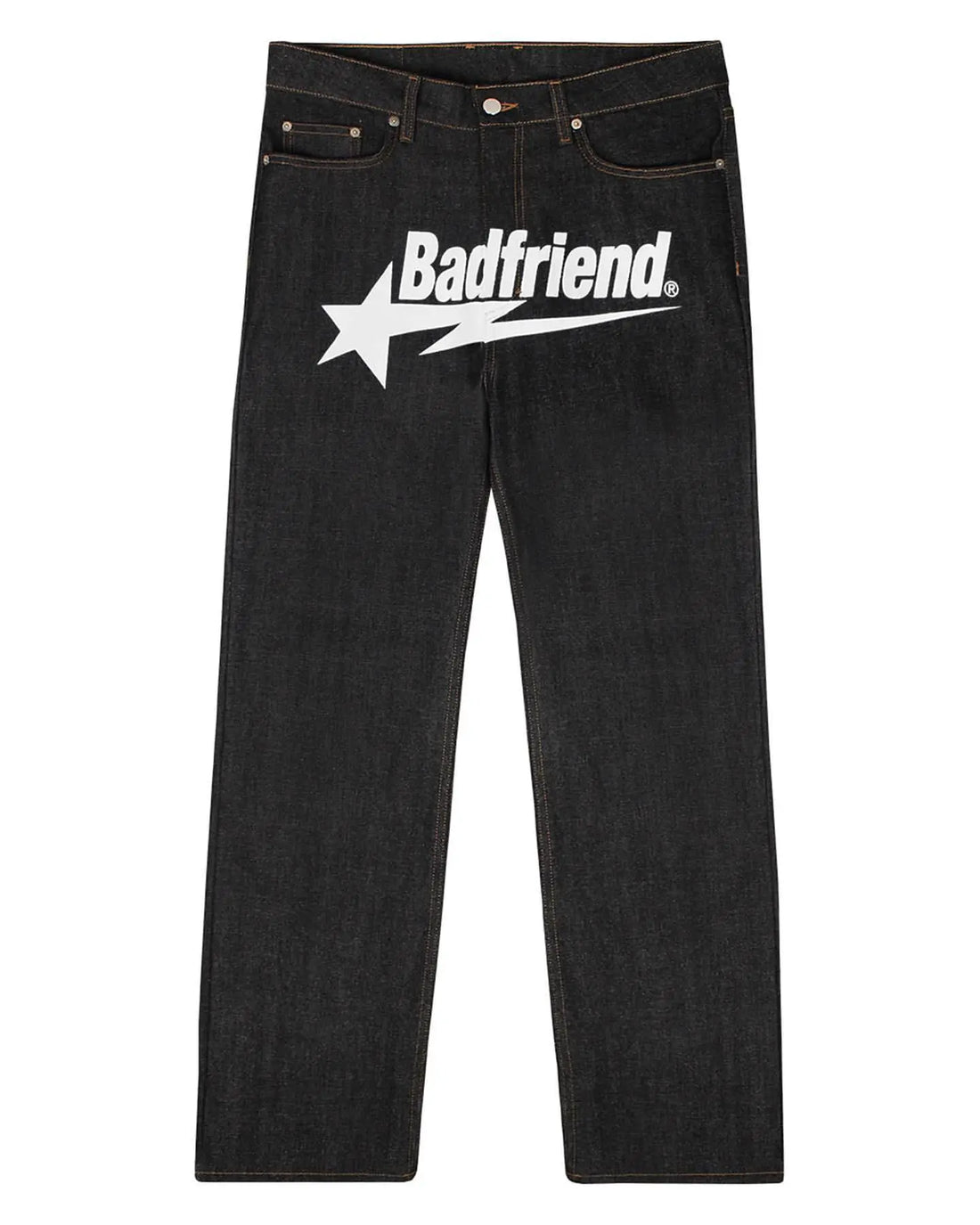 Punk Rock  Streetwear Jeans Badfriend Letter Print Baggy Black Pants Y2K - Eklat Collection