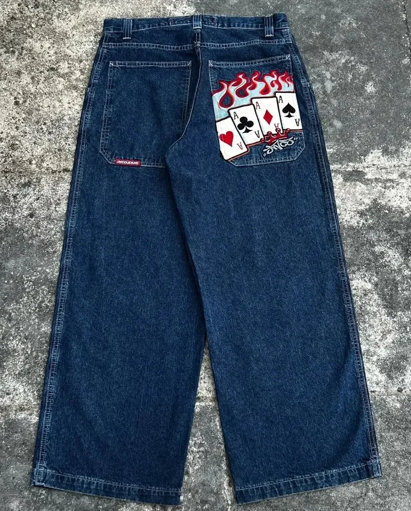 Baggy Jeans Vintage Embroidered High Waisted Jeans Y2K - Eklat Collection