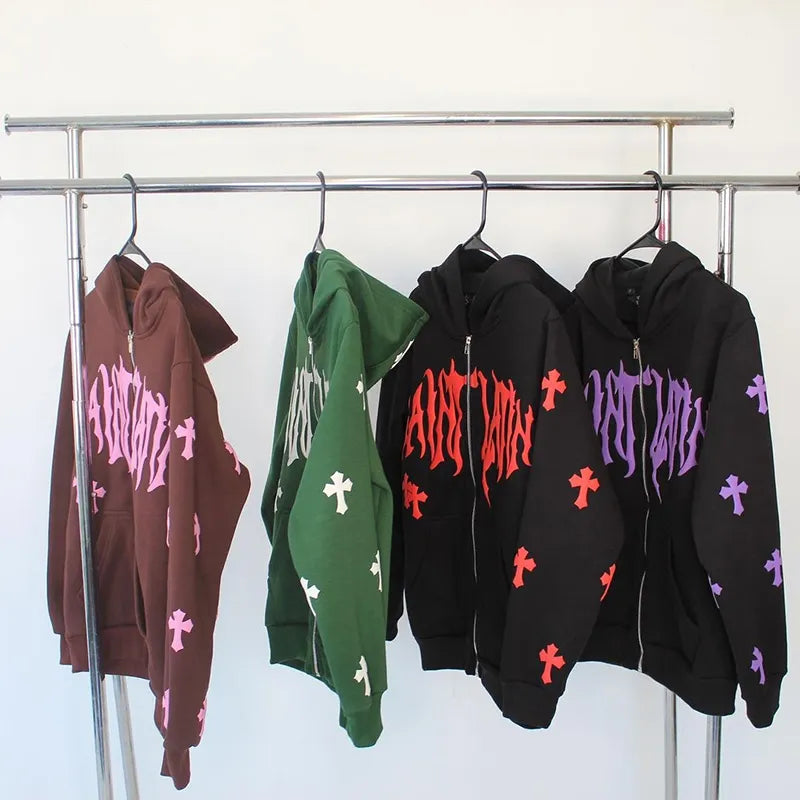 Emo Streetwear Hoodie Zip Up Sweatshirts Y2K - Eklat Collection